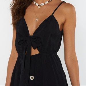 Nasty Gal Dresses - Black Tie Front Button Midi Dress Nasty Gal Dresses - Black Tie Front Button Midi Dress